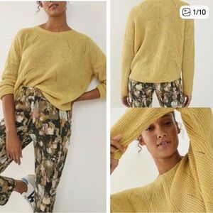 Anthropologie Keely Cable-Knit Sweater Mustard‎ Yellow